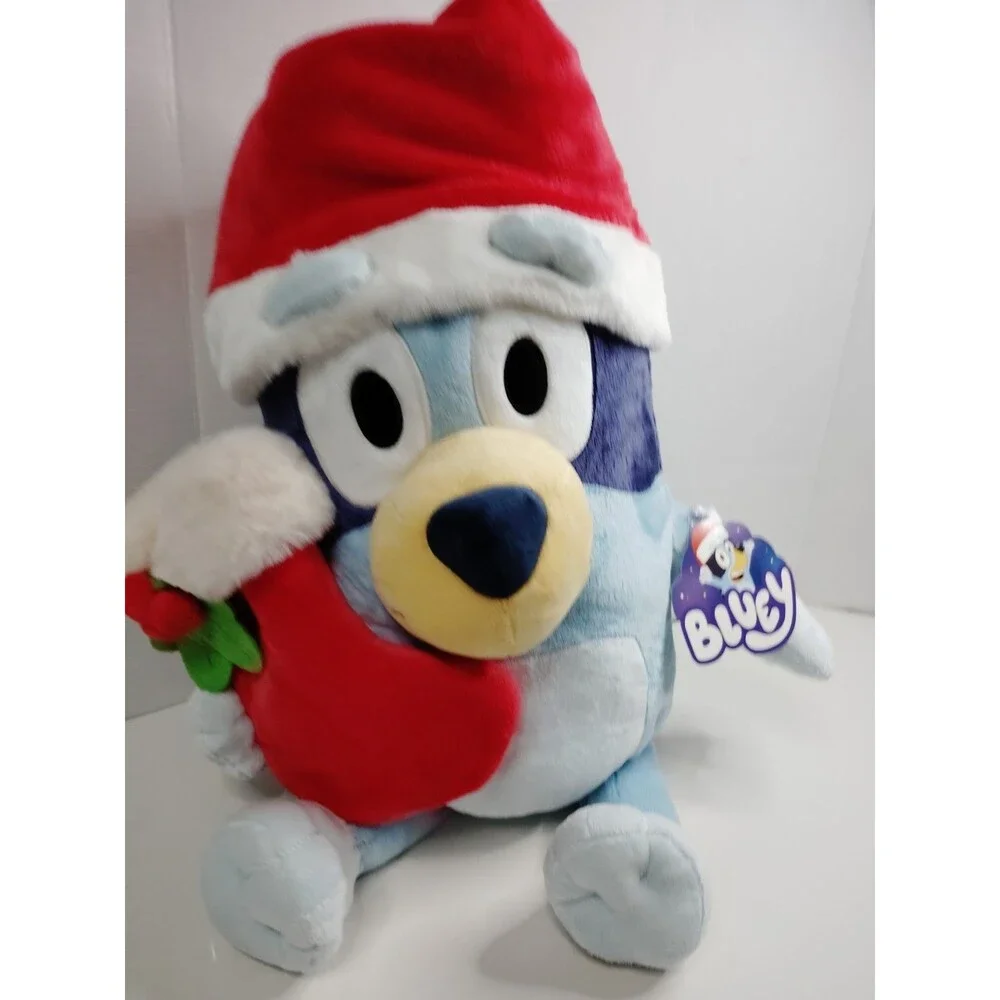 Bluey Dog Stuffed Animal Plush with Tag, Santa Hat & Christmas Stocking
